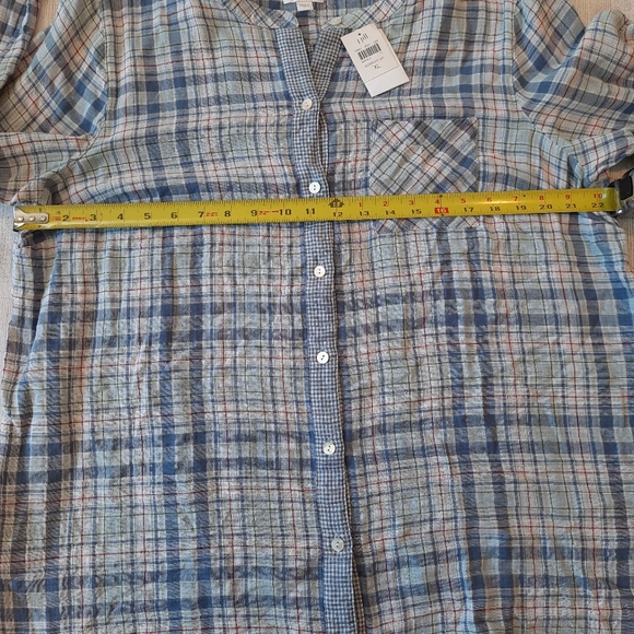 •SOLD• J.Jill Plaid Gingham Button Front Tunic XL - Picture 2 of 6